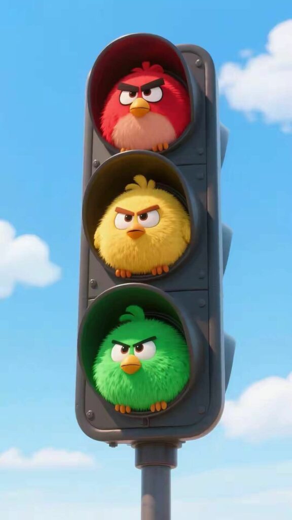 Angry Birds xếp hàng trong đèn giao thông
