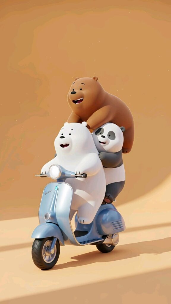 Ba chú gấu lái xe, vô tư lướt phố