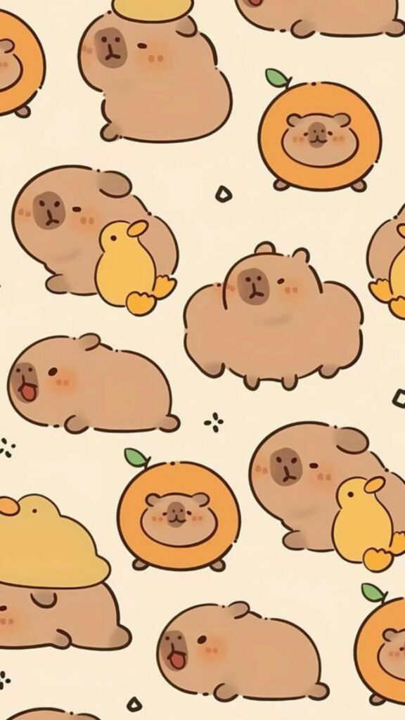 Đàn Capybara và vịt vàng