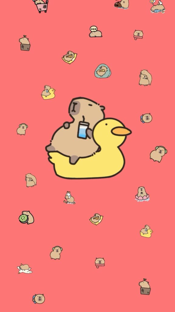 Capybara thư giãn trên phao vịt