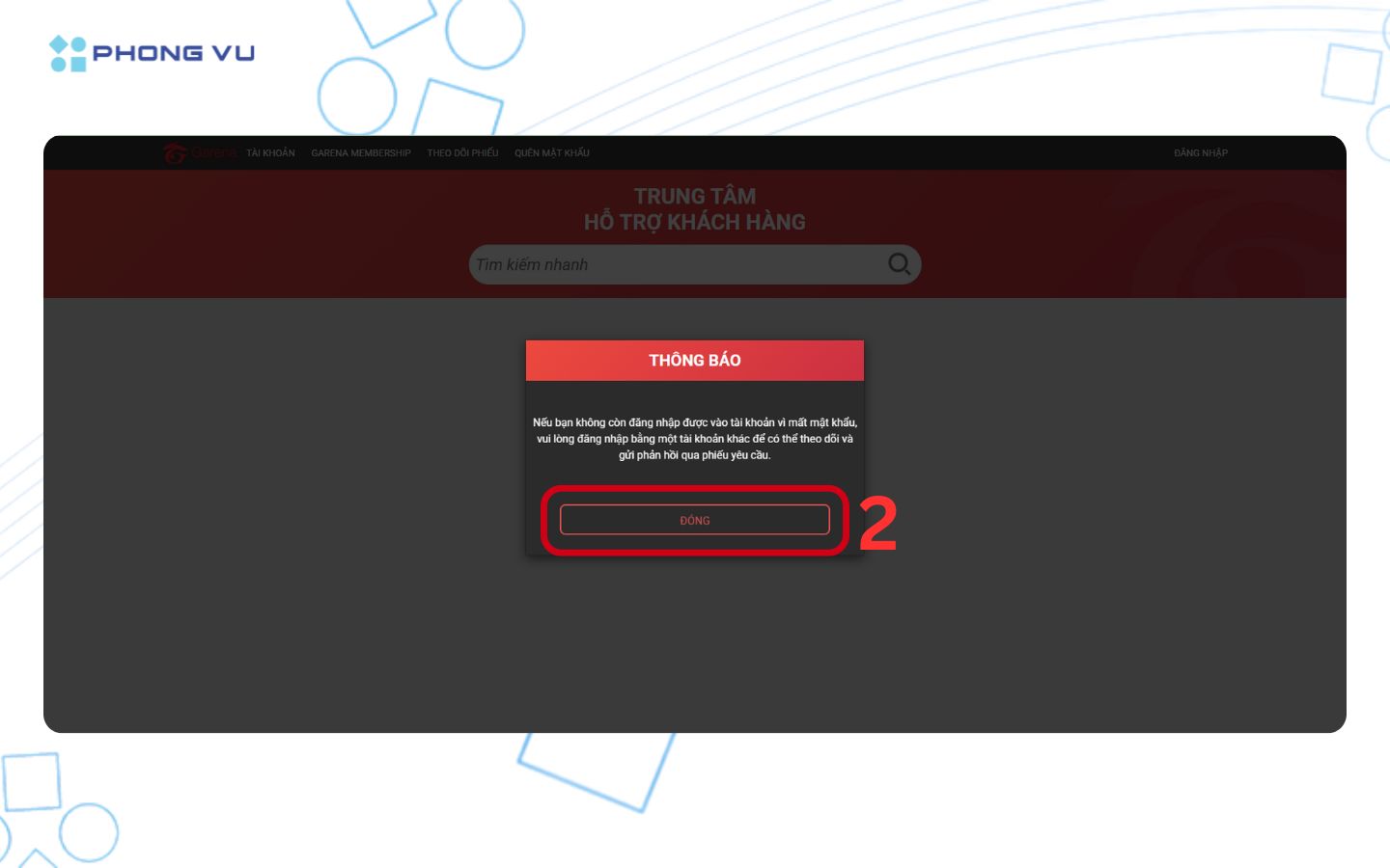 Khôi phục tài khoản Garena thông qua Website 