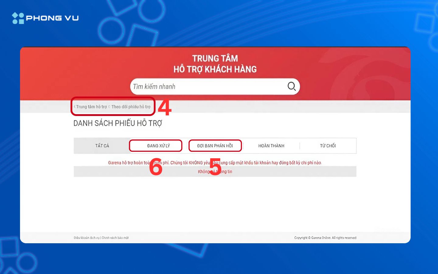 Khôi phục tài khoản Garena thông qua Website 