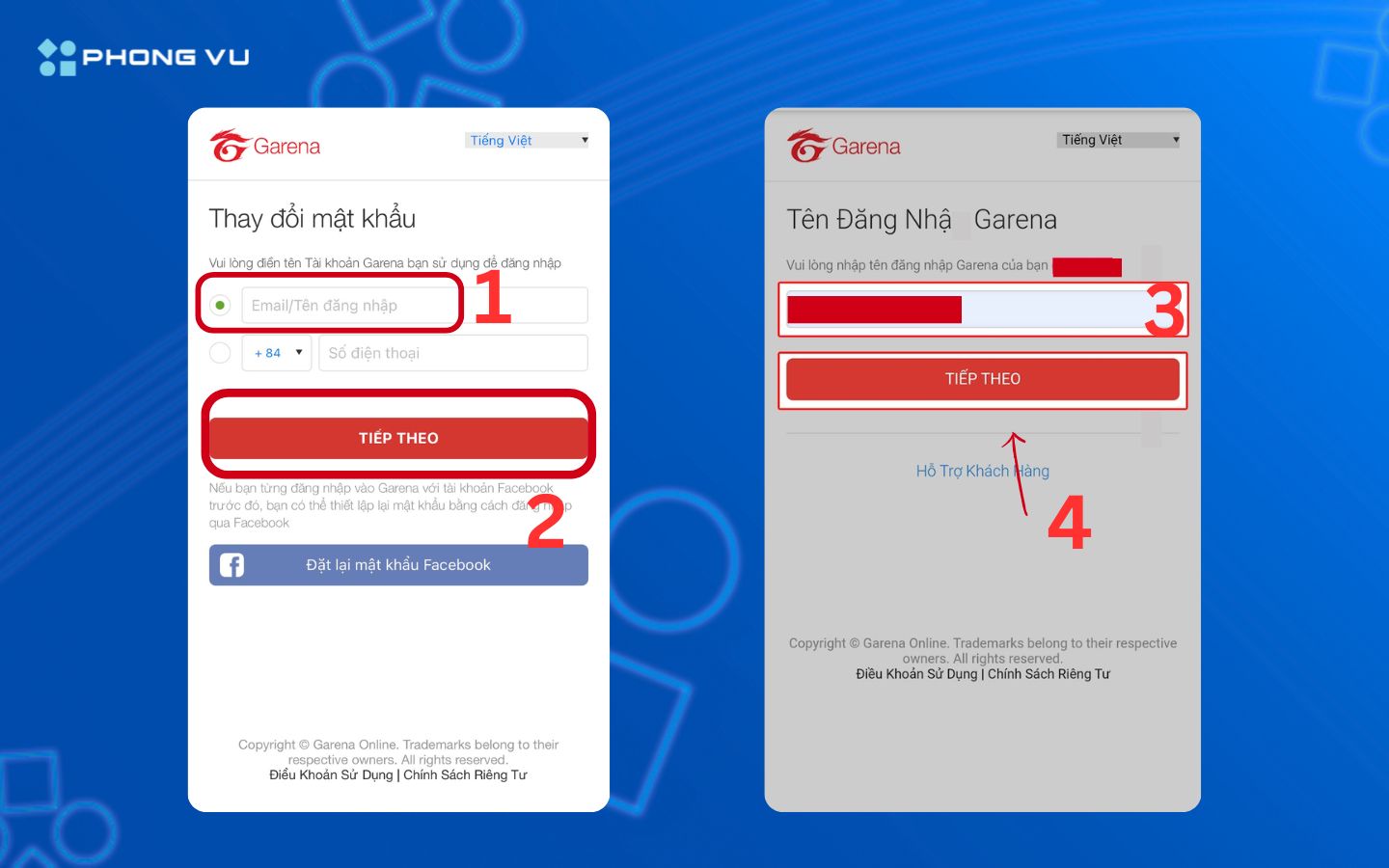 Khôi phục tài khoản Garena thông qua email