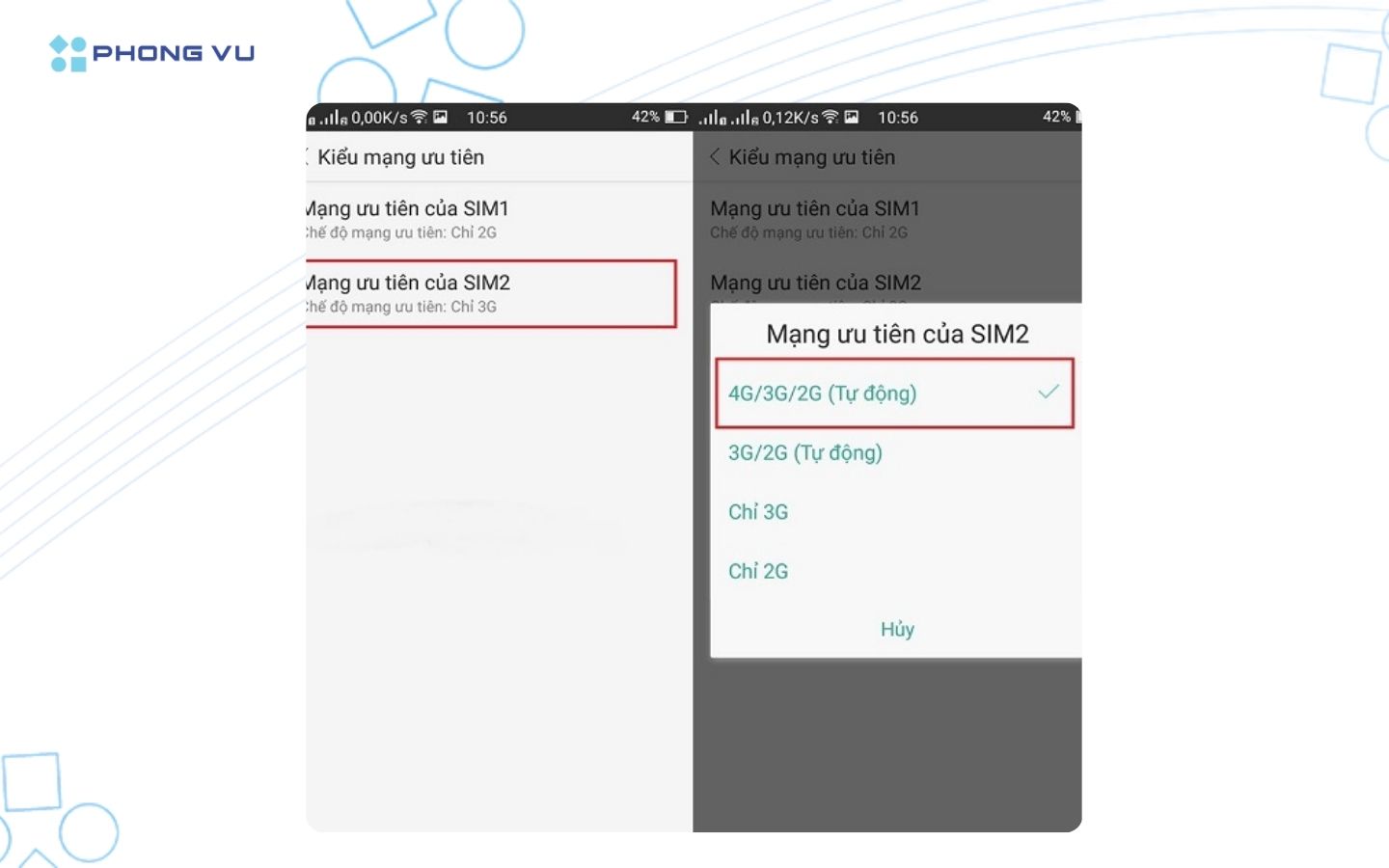 Cài đặt mạng ưu tiên