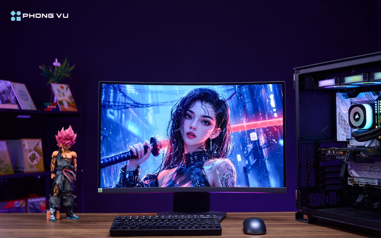 Hiệu năng gaming với tần số quét 180Hz và màn hình cong tăng cường trải nghiệm