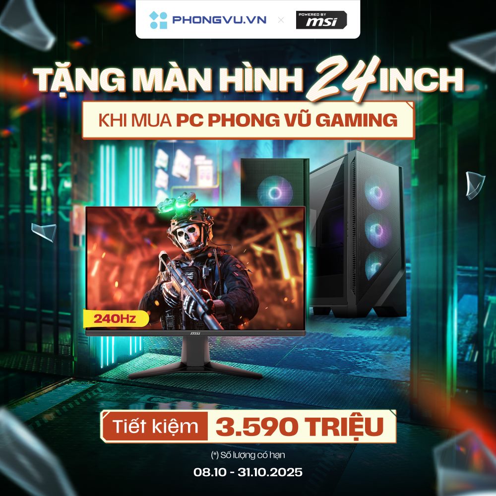 Tặng màn hình 24 Inch khi mua PC Phong Vũ Gaming