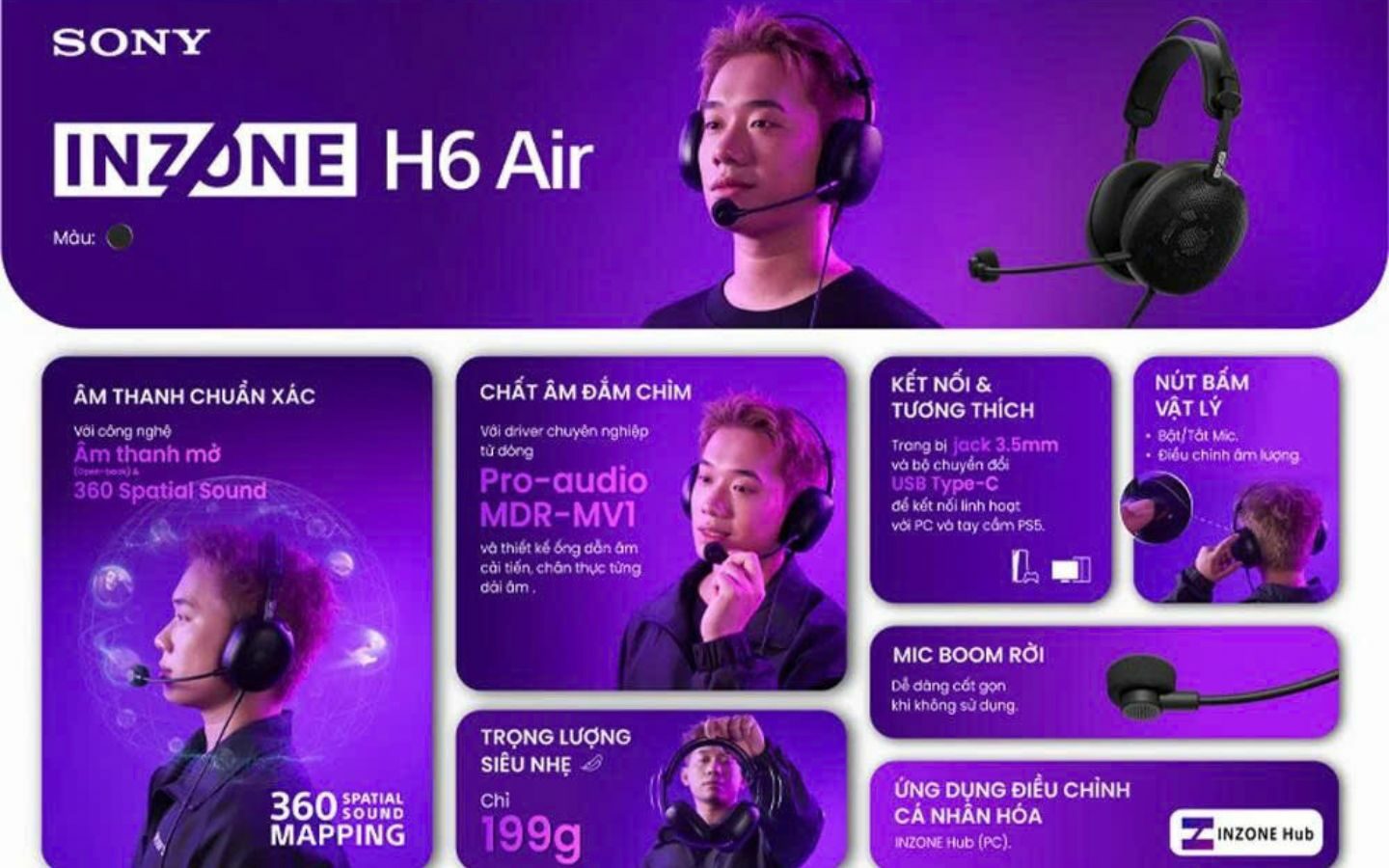 <strong>Sony ra mắt INZONE H6 Air với âm thanh 360 Spatial Sound</strong> 1 Sony ra mắt INZONE H6 Air với âm thanh 360 Spatial Sound