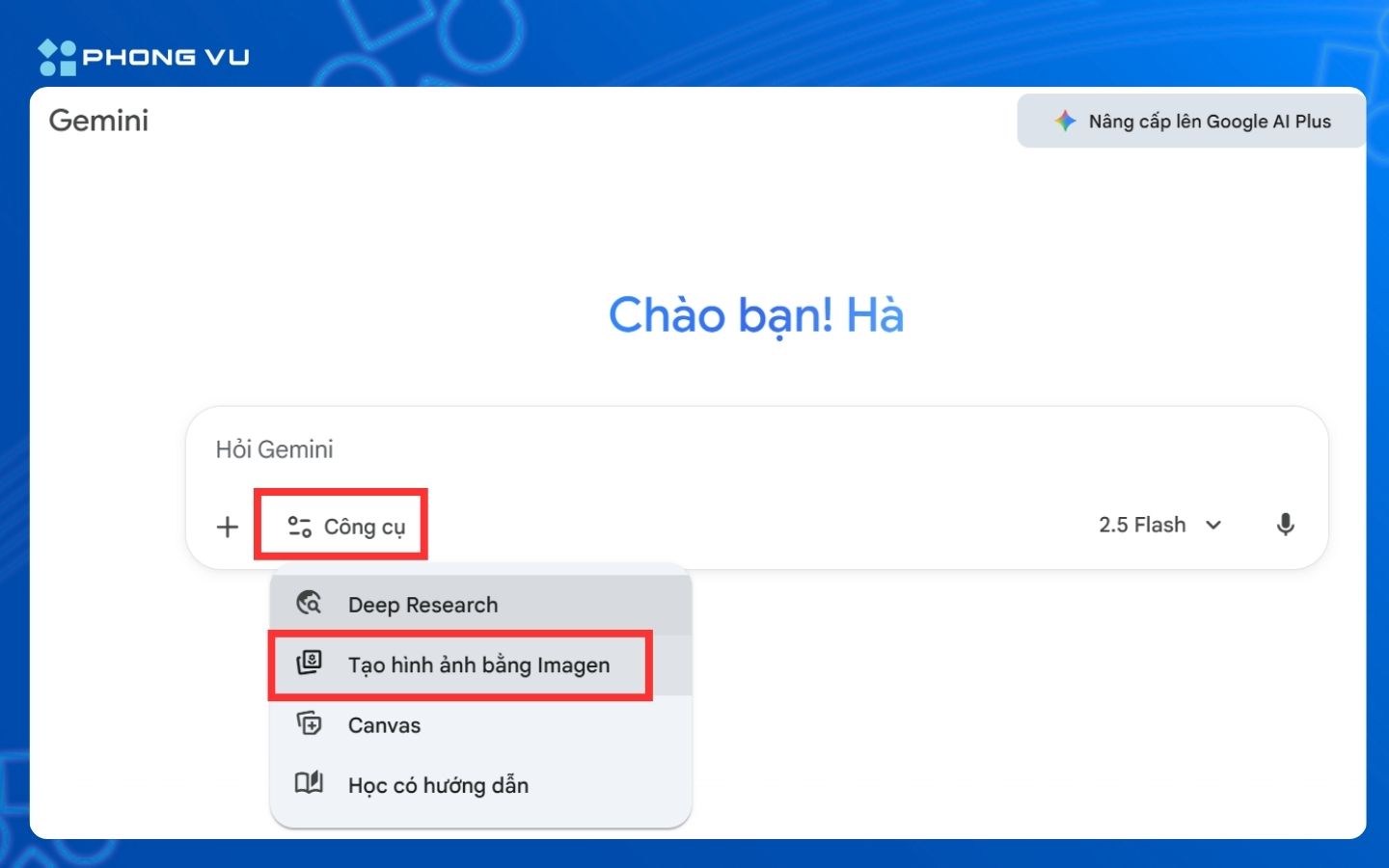 Truy cập công cụ tạo ảnh