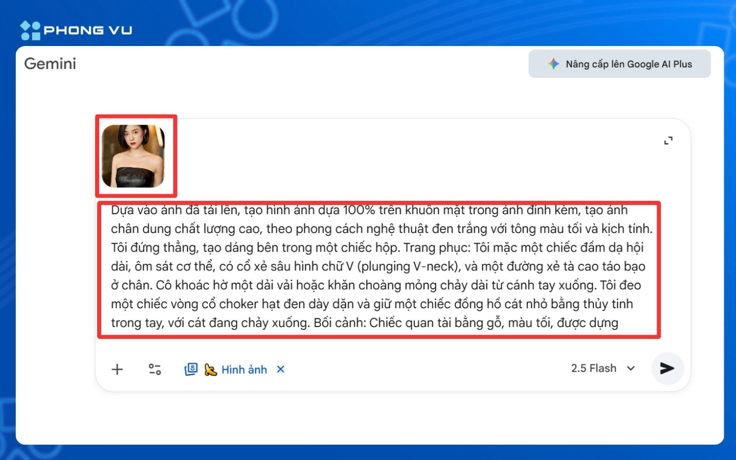 Tải ảnh và dán lệnh (Prompt)