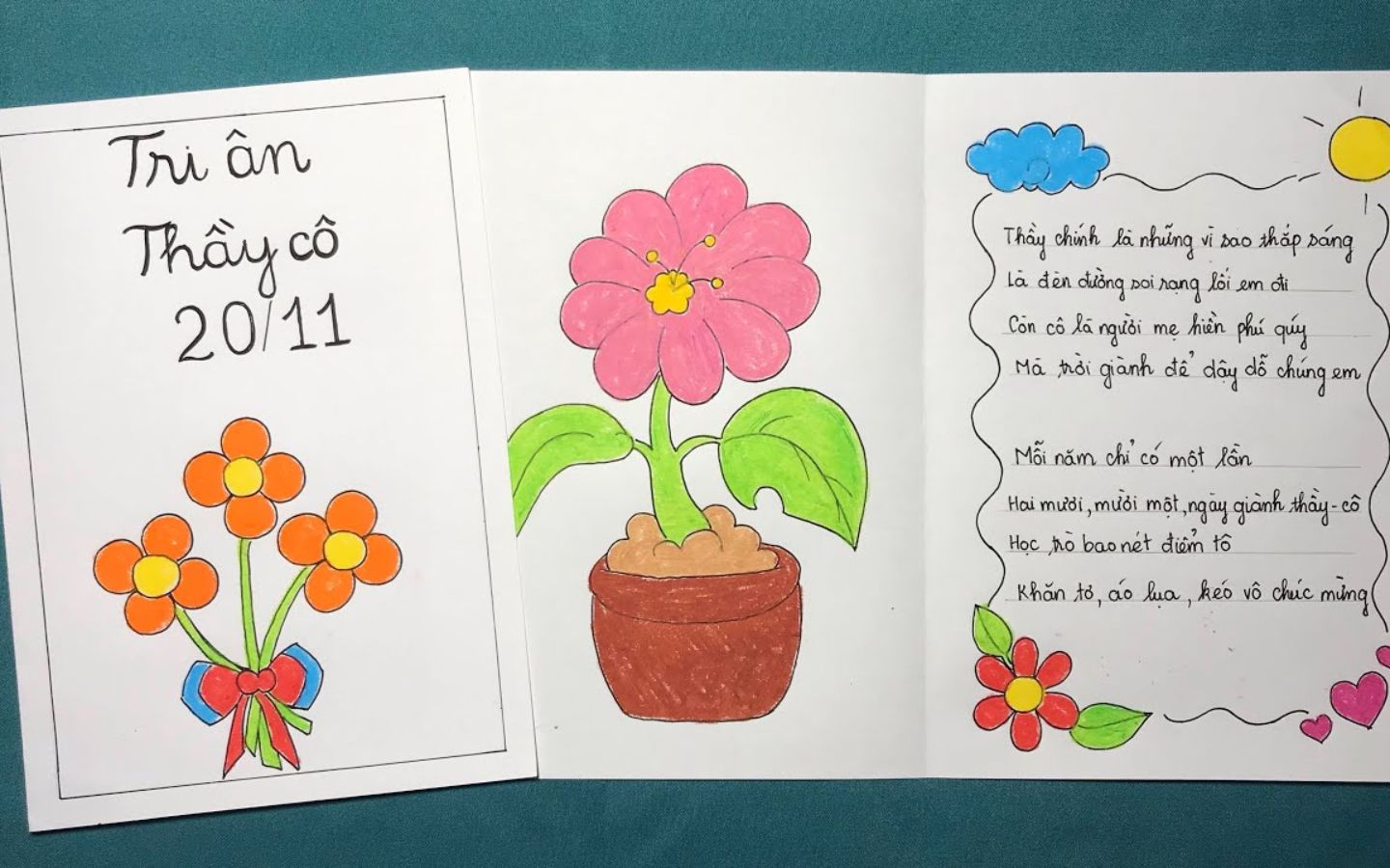 Chậu hoa giấy, mừng ngày Hiến chương nhà giáo