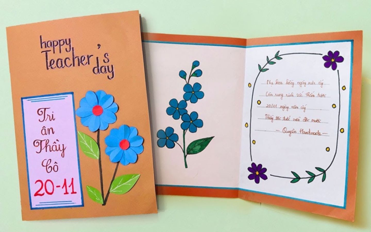 Hoa giấy nhỏ, gửi gắm lời tri ân trong tấm thiệp chúc mừng 20/11
