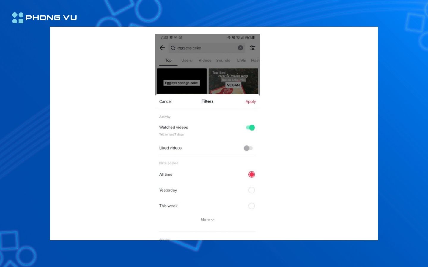 Chuyển đổi trên Watched videos.