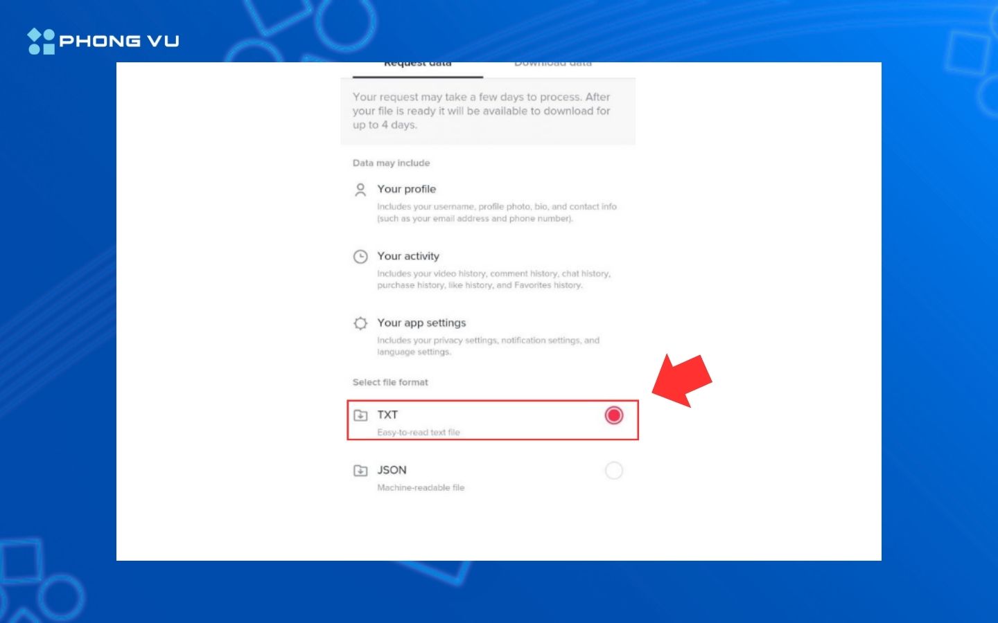 Chọn tệp TXT hoặc tệp JSON