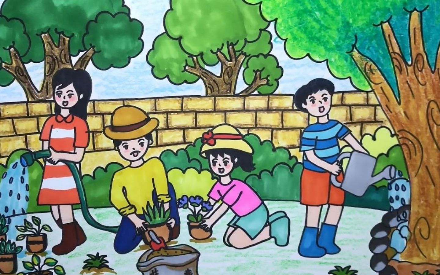 Tưới cây, giữ đất đai