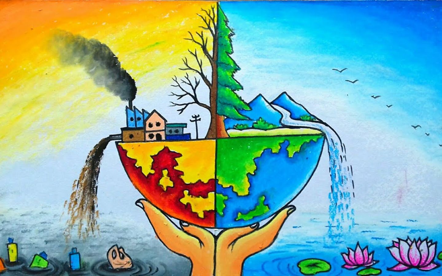 Bàn tay nâng giữ Trái Đất