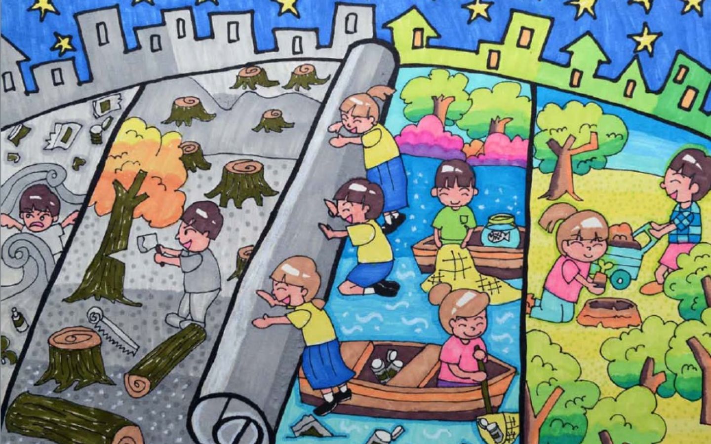 Dọn rác, làm sạch đất