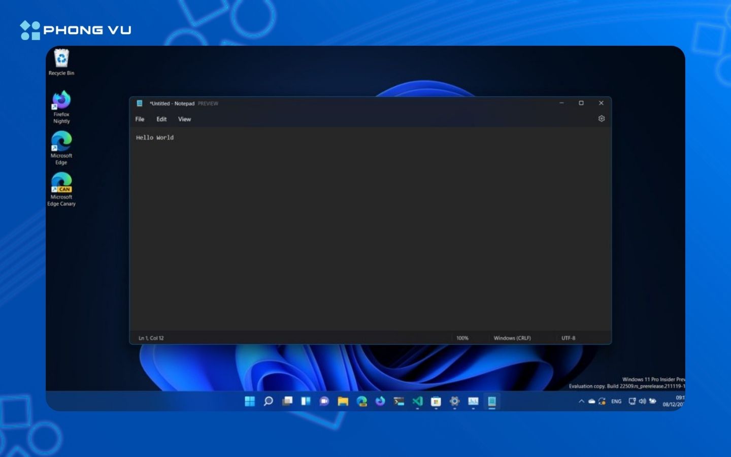 Giao diện tối của Notepad chống chói mắt trong đêm
