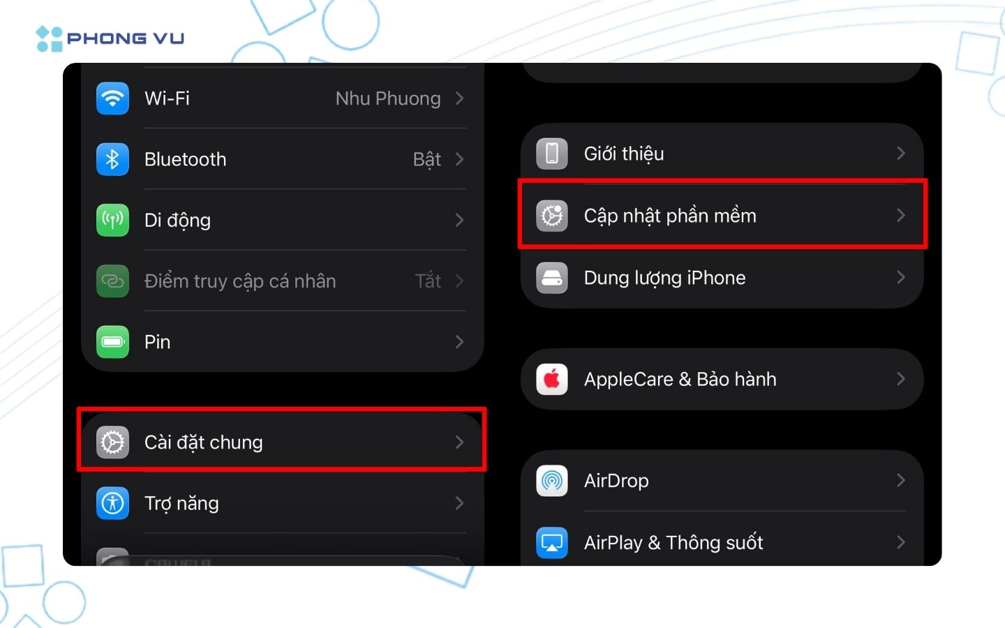 Hướng dẫn chặn số lạ trên iPhone hiệu quả nhất 2 Chọn Cài đặt chung > Cập nhật phần mềm