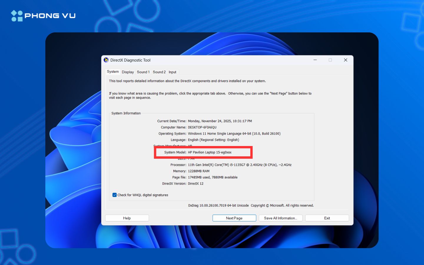 truy cập mục System và tìm dòng System Model