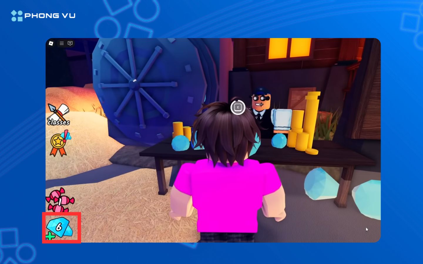 nhấn biểu tượng Kim cương để mở mục Gems