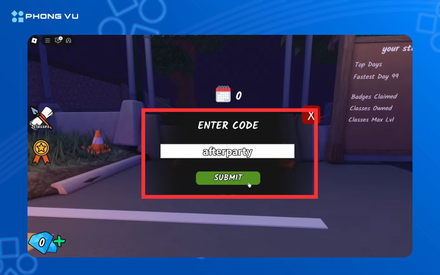 Dán mã vào ô nhập và bấm Submit