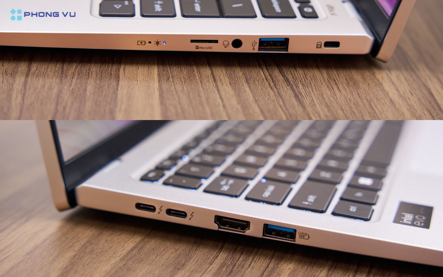 Bộ cổng kết nối của Swift Go 14 AI OLED khá đầy đủ cho laptop mỏng nhẹ