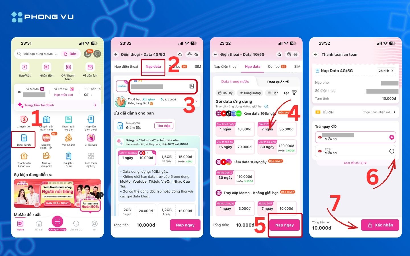 Cách đăng ký gói cước 4G VinaPhone qua ứng dụng Momo