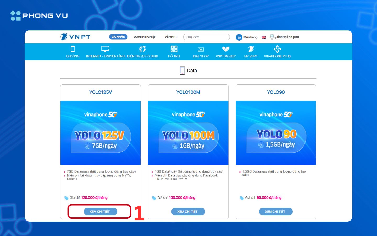 Cách đăng ký gói cước 4G VinaPhone qua website 