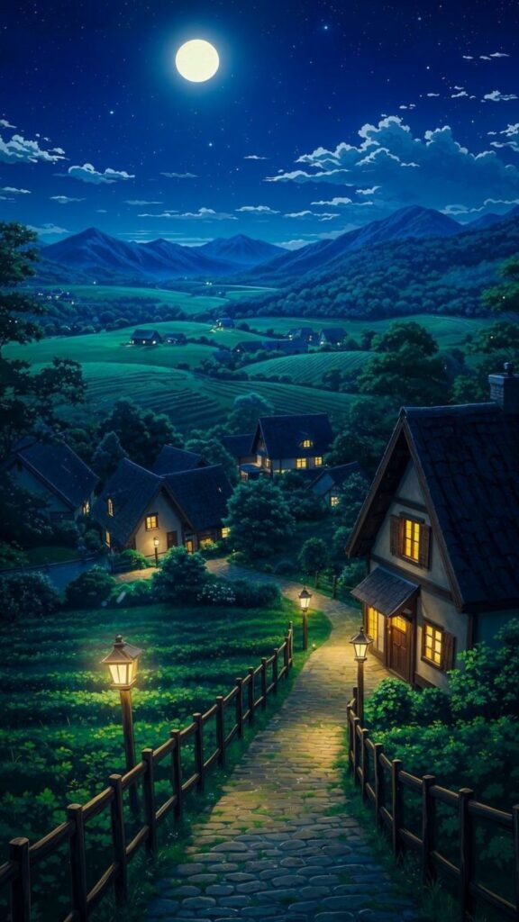 Sương đêm bao phủ trăng dịu dàng