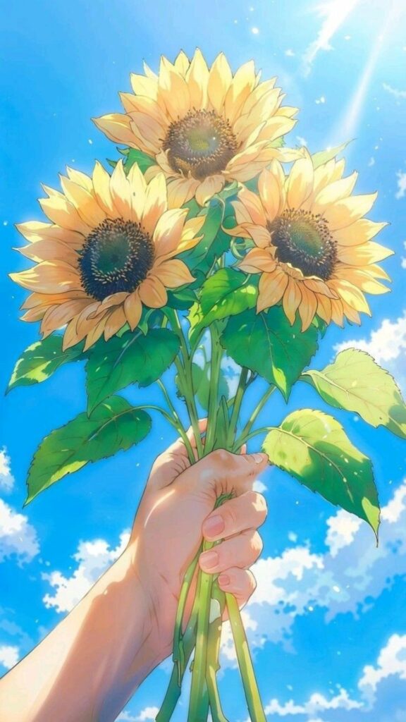 Bó hoa trời xanh trao yêu thương