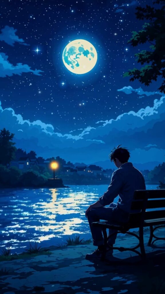 Ngồi lặng lẽ bên hồ trăng sáng