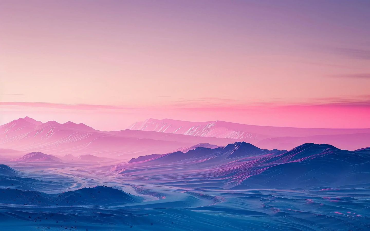 Hoàng hôn tím hồng núi mờ ảo