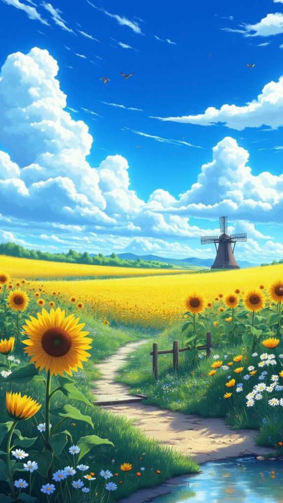 Hoa vươn cao chạm tới trời xanh