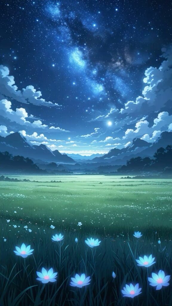 Trăng lưỡi liềm trên cánh đồng hoa