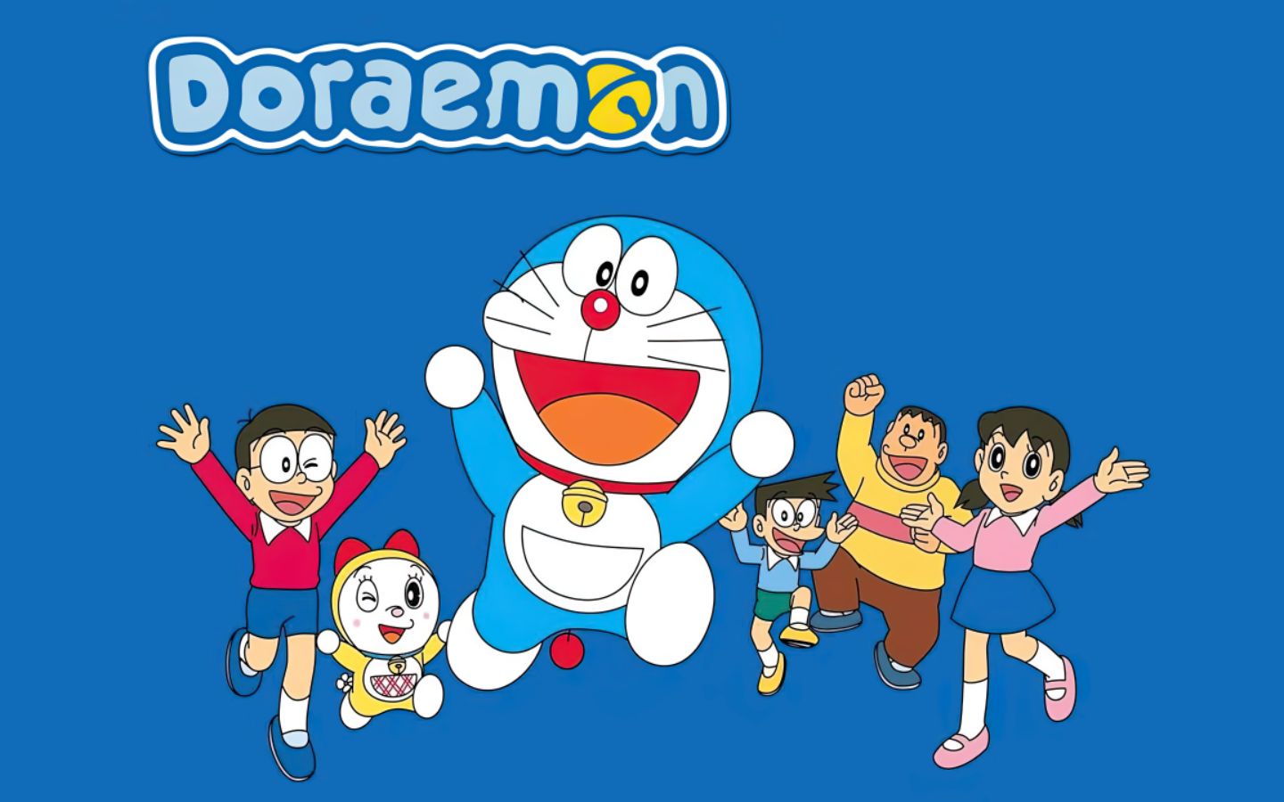 Doraemon và nhóm bạn tươi cười, sẵn sàng cho ngày mới