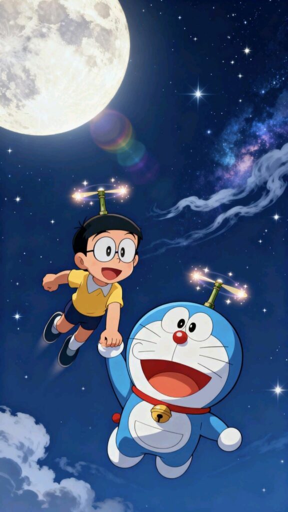 Cùng Doraemon bay trên bầu trời đêm đầy sao lấp lánh