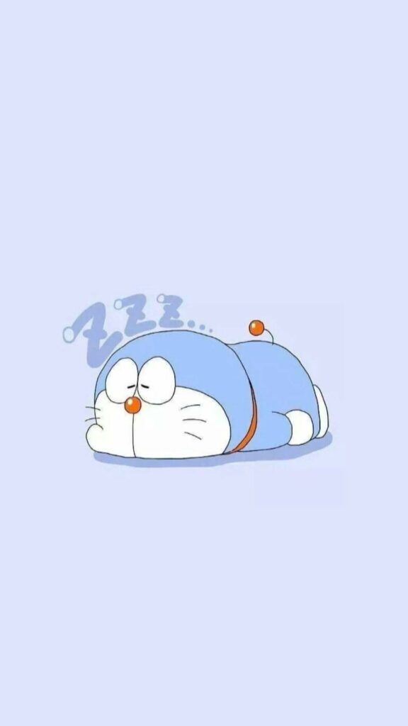 Chú mèo máy Doraemon đang ngủ gật