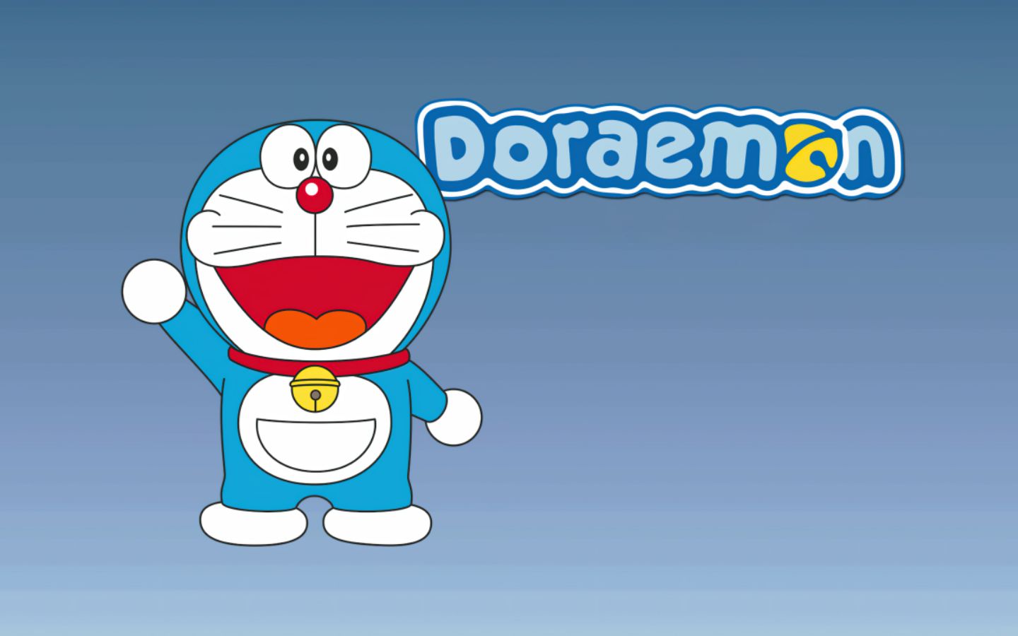 Doraemon đứng đơn giản, hình nền xanh gradient nhẹ nhàng