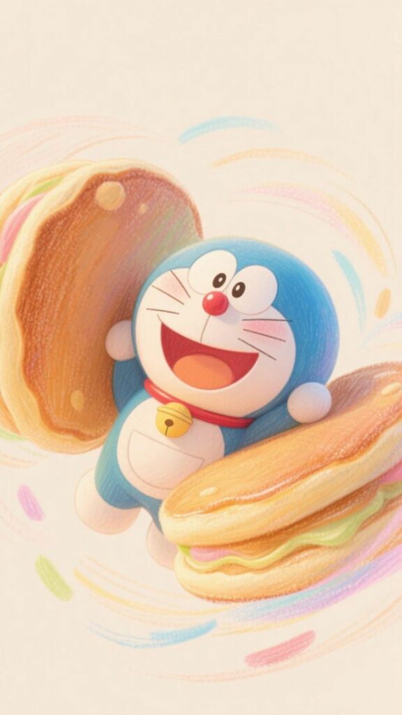 Doraemon chibi măm măm bánh rán, thật là ngon tuyệt vời