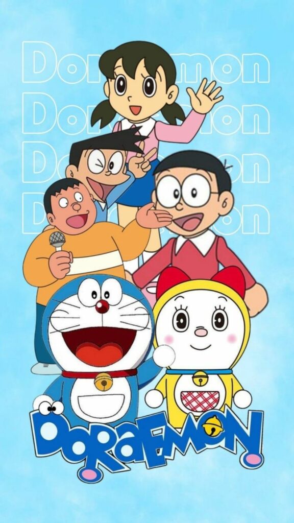 Cả nhóm Doraemon tươi cười rạng rỡ, một đội hình hoàn hảo