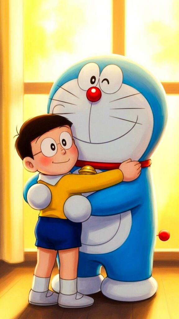 Khoảnh khắc ấm áp, Doraemon ôm lấy người bạn thân Nobita