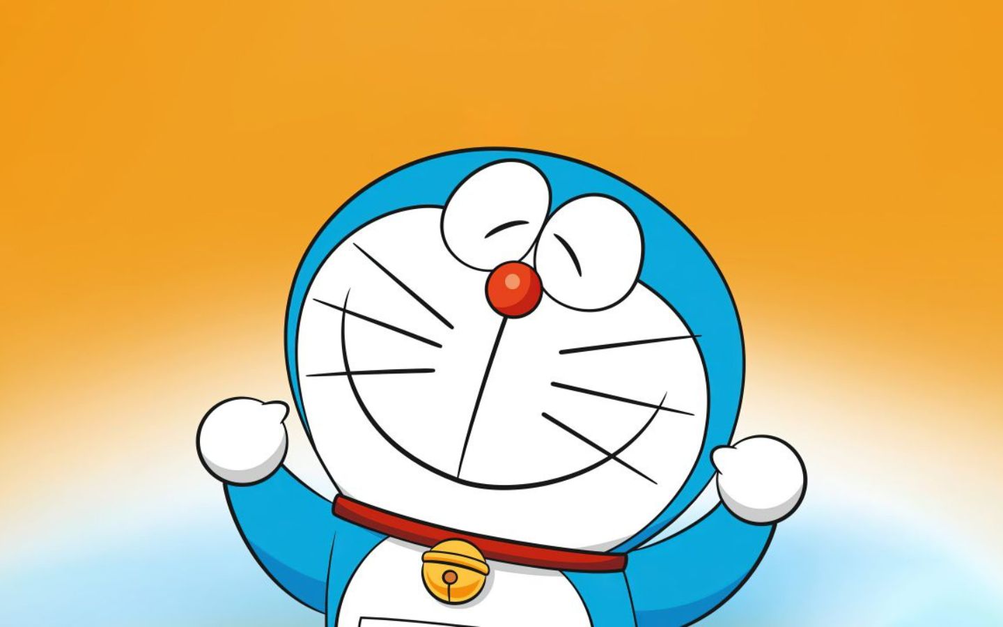 Mặt Doraemon tròn xoe, biểu cảm ngạc nhiên đáng yêu
