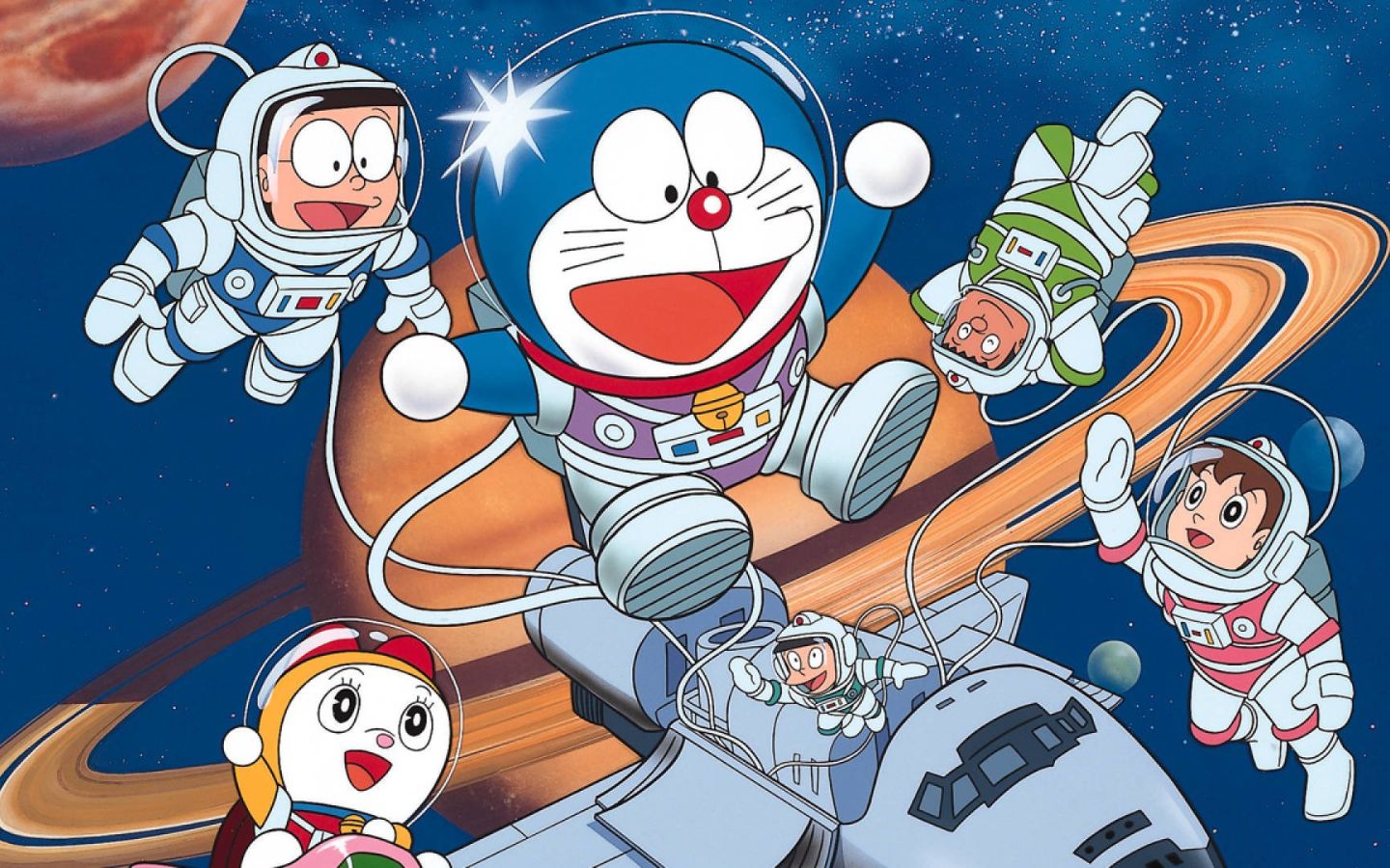 Hình nền Doraemon phiêu lưu trong không gian, cùng những bảo bối