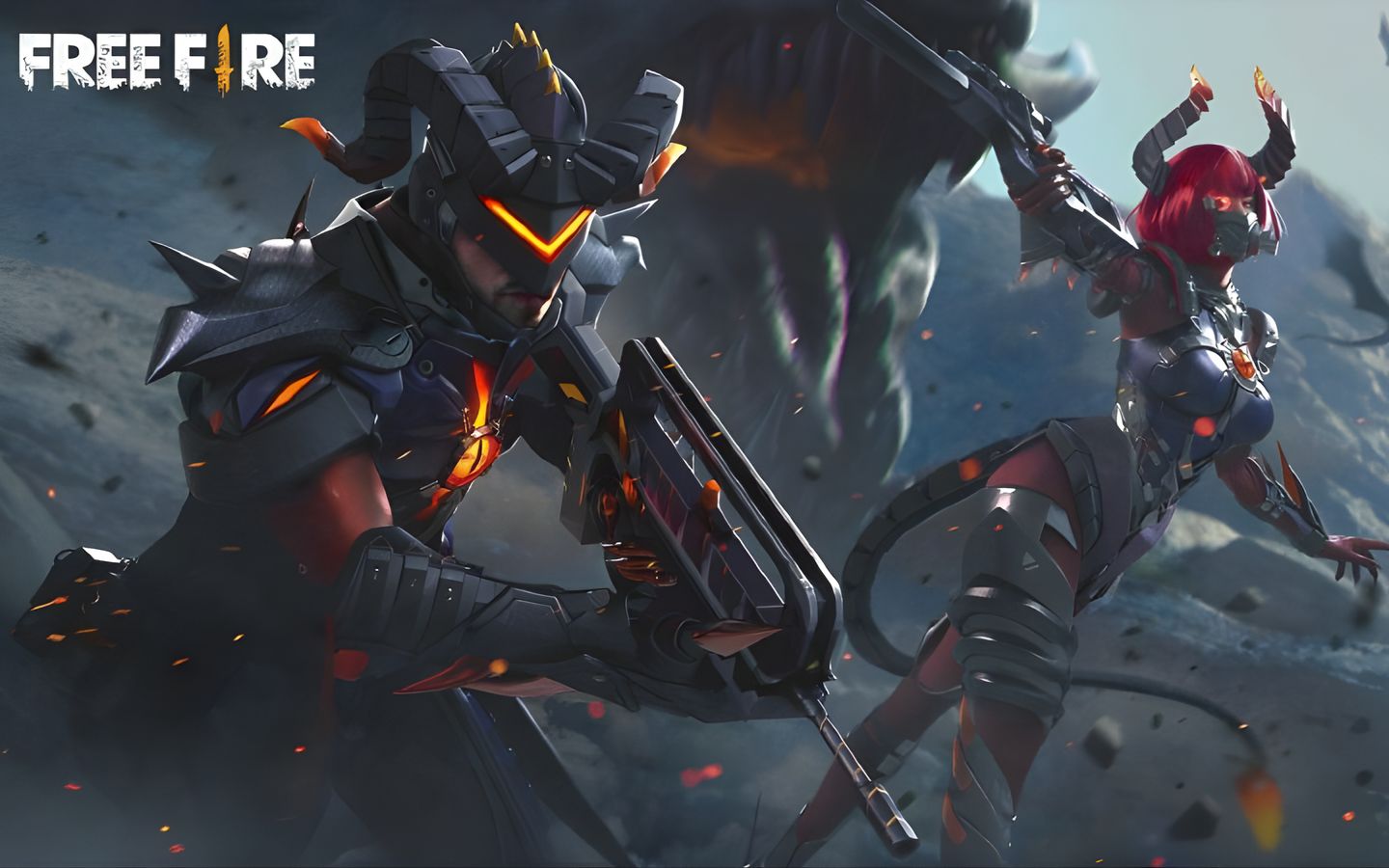 Hình nền Free Fire đôi cùng đeo mặt nạ, vừa bí ẩn vừa cuốn hút