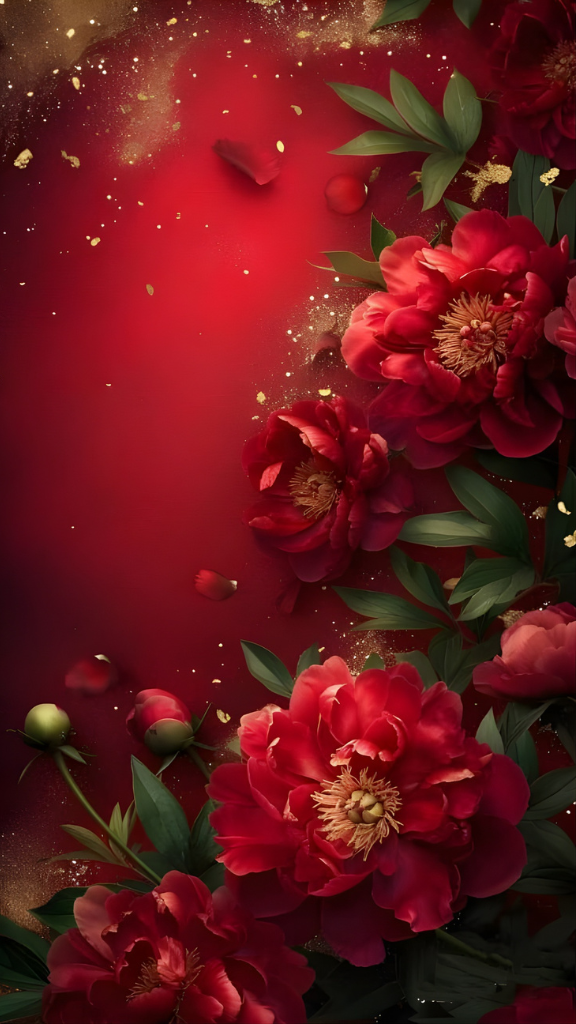 Hình nền hoa mẫu đơn đỏ sắc nét từng cánh hoa