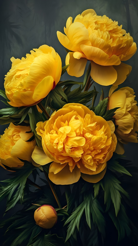 Hình nền hoa mẫu đơn vàng 4K cực nét