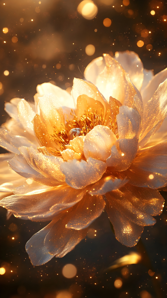 Mẫu đơn vàng lấp lánh ánh sương mai