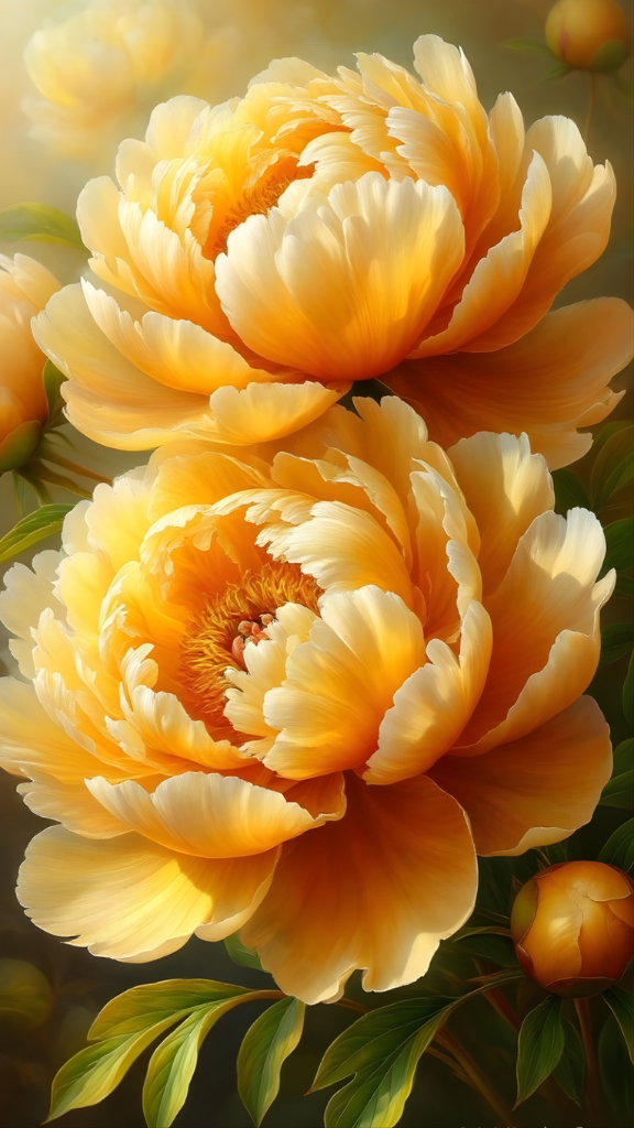 Hình nền hoa mẫu đơn vàng nở rộ