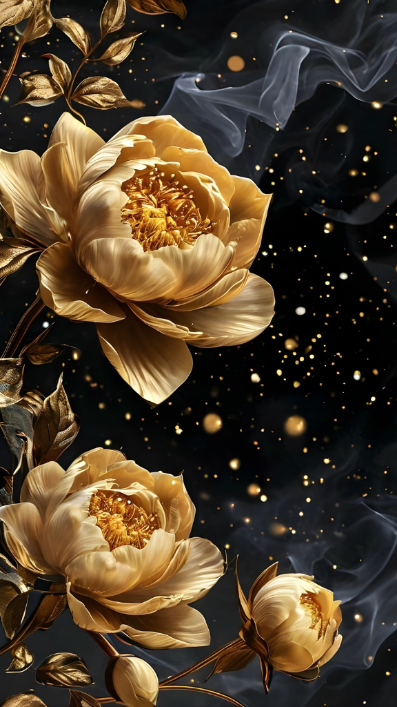 Hình nền mẫu đơn vàng ánh kim lấp lánh