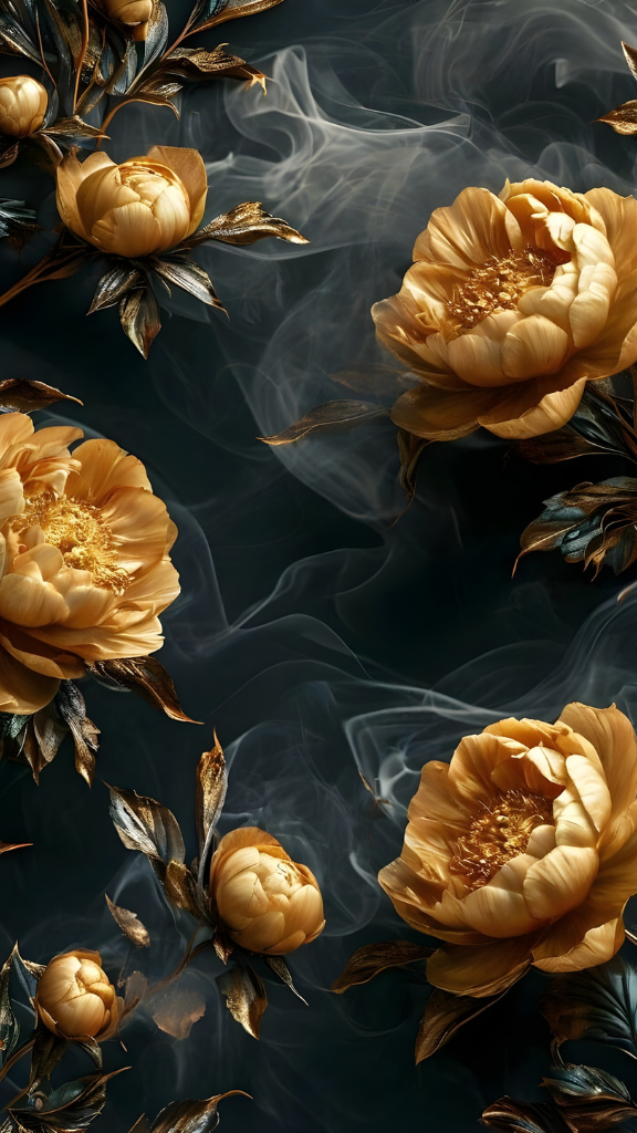 Hình nền hoa mẫu đơn vàng mờ ảo